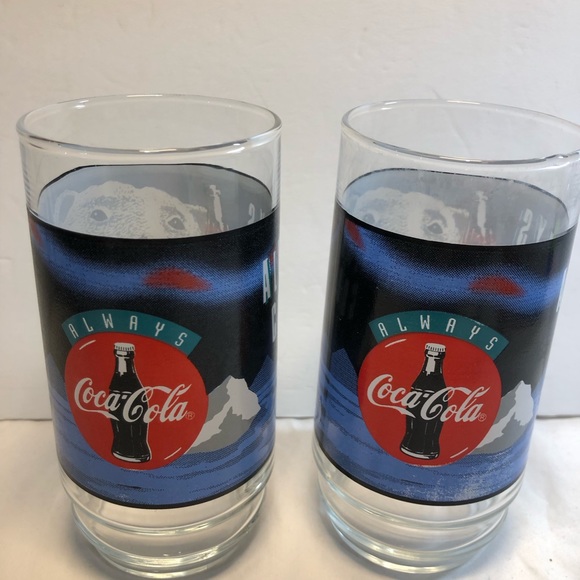 Set of 2 Vintage Always Coca Cola Polar Bear Glasses 90’s Coke - Picture 8 of 8